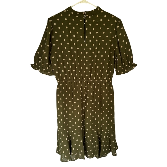 Tommy Hilfiger mock neck olive green polka dot dress SIZE 14 - Picture 6 of 6